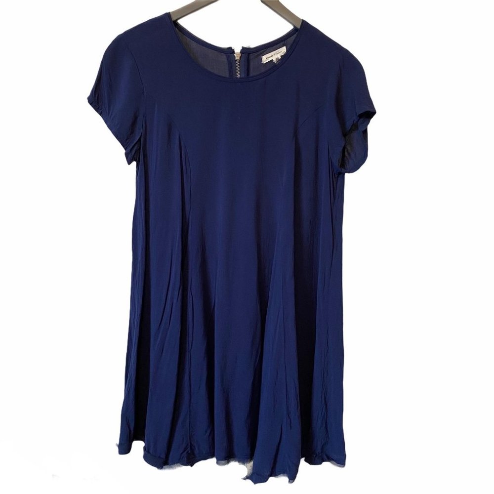 Silence + Noise frayed swing dress blue S